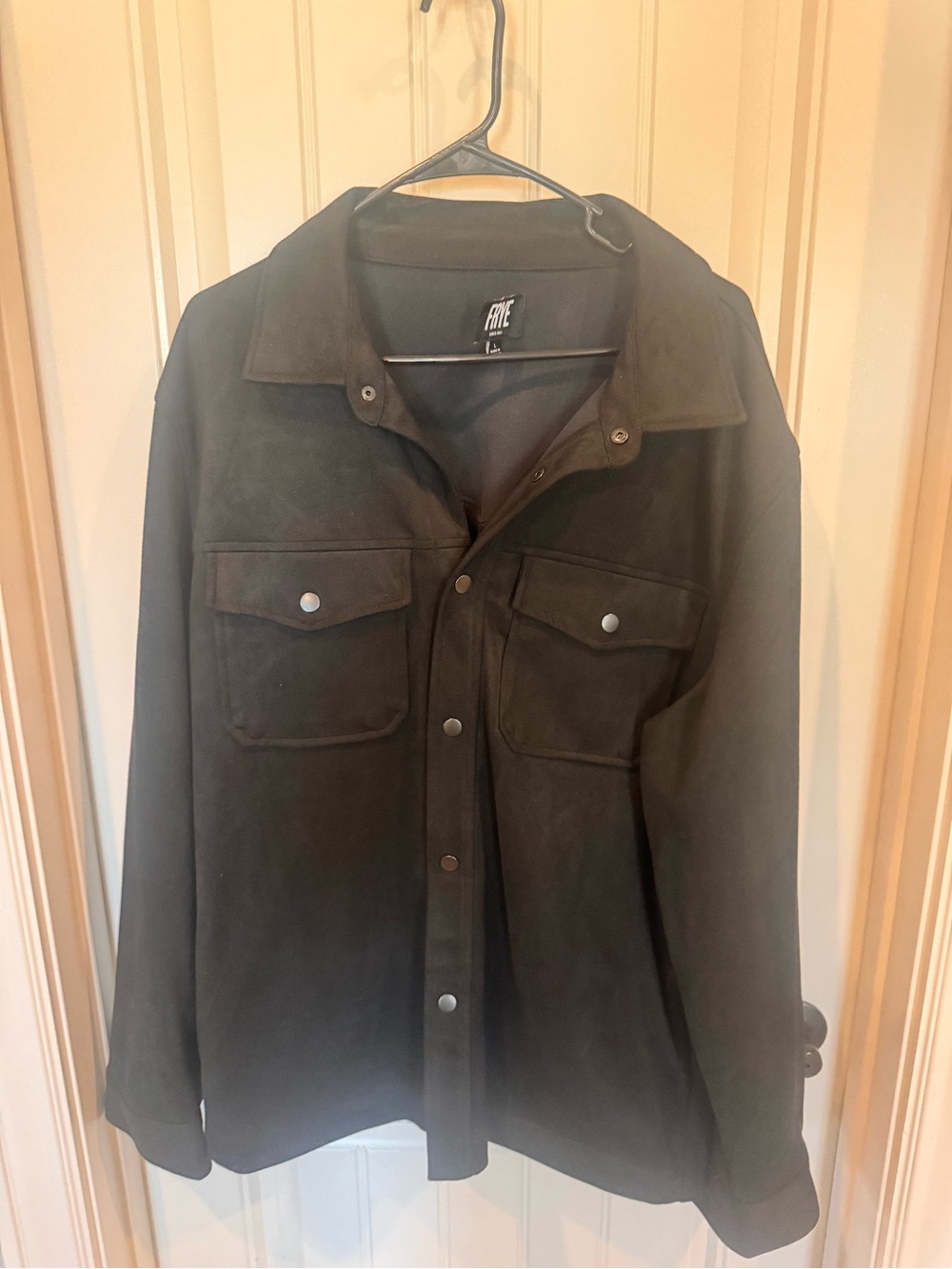 FRYE Men's Black Suede Button-Front Jacket